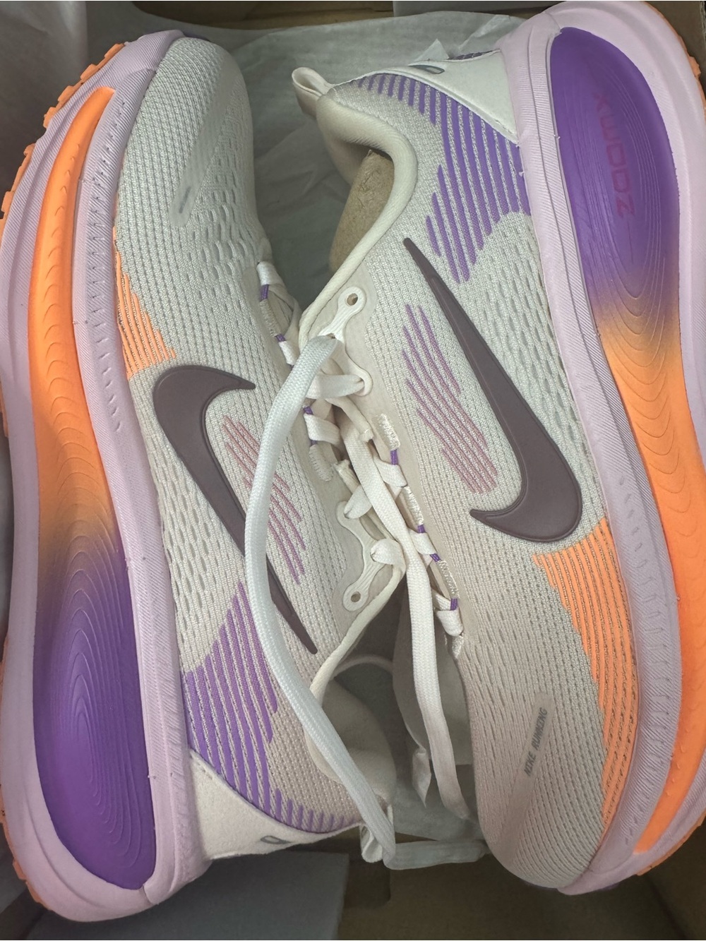 Nike White Sneakers with Purple and Orange Accents